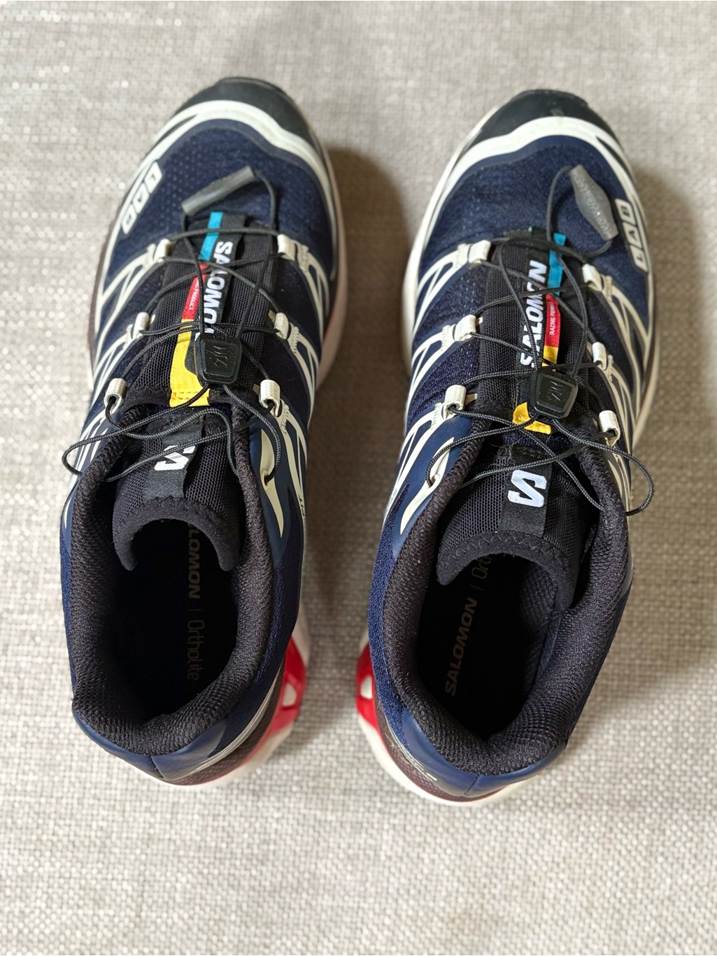 Salomon S-Lab Navy Blue And White Trail Running Shoes With Red Accents Xt 6 — image 2 of 8